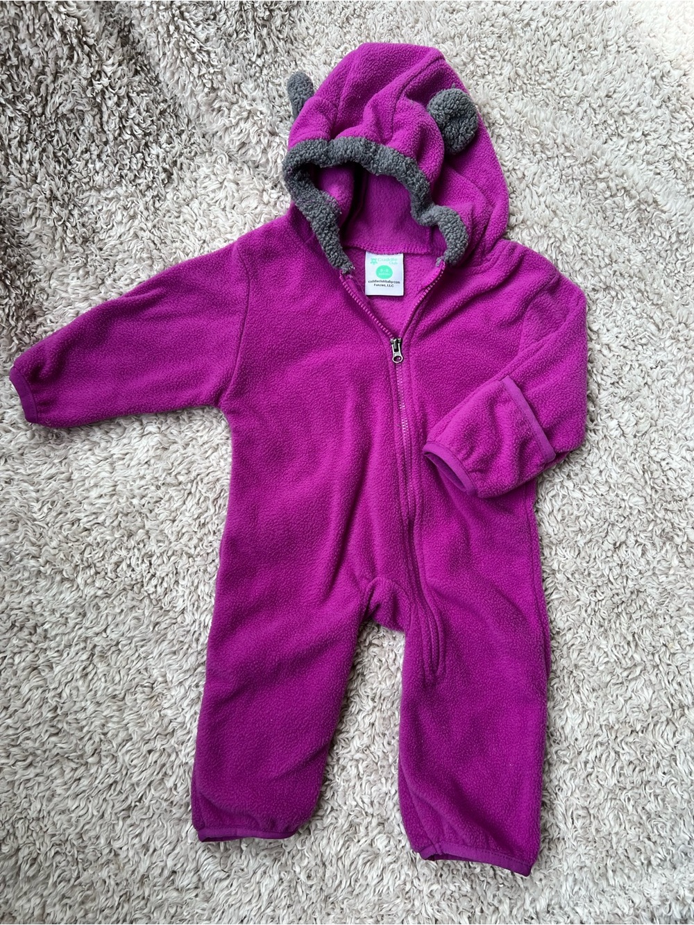 Purple Fleece Hooded One-Piece for Kids - Cozy Playwear